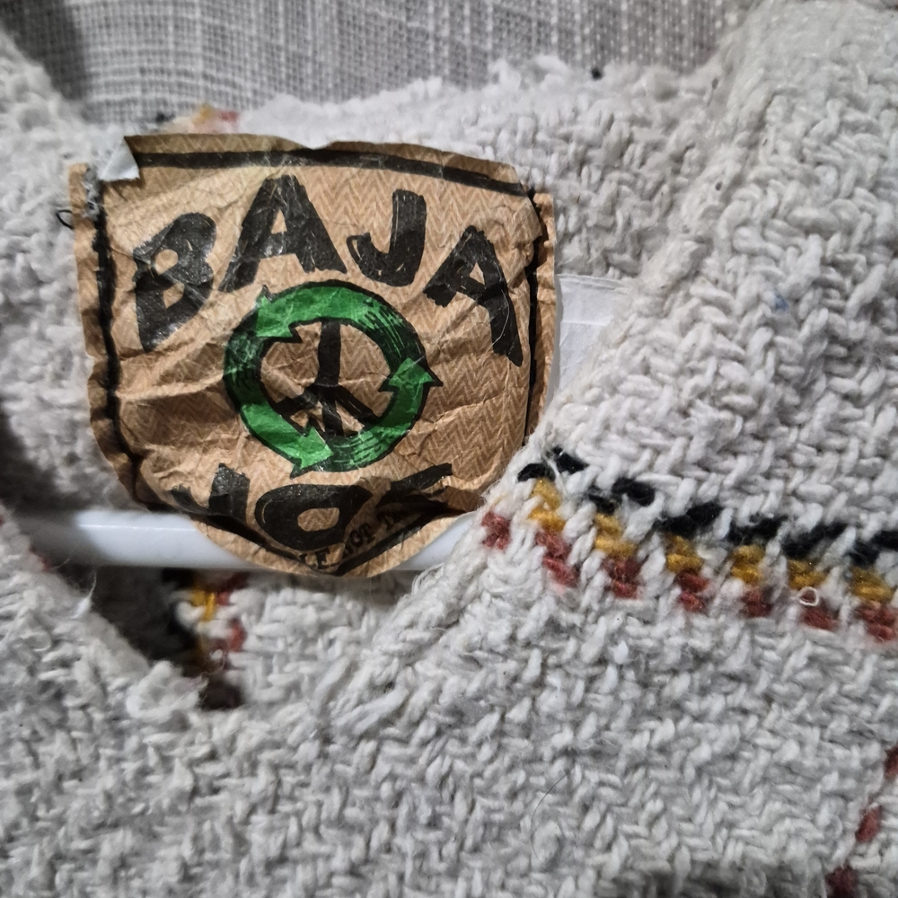 Cozy Cream Baja Hoodie Sweater with Multicolor Trim - Picture 2 of 3